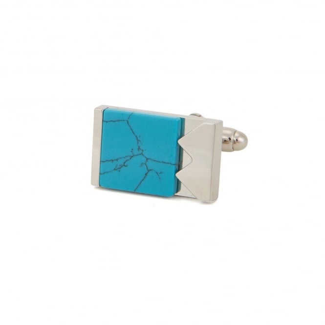 HUGO Marble & Brass Cufflinks E-Mixed Turquoise
