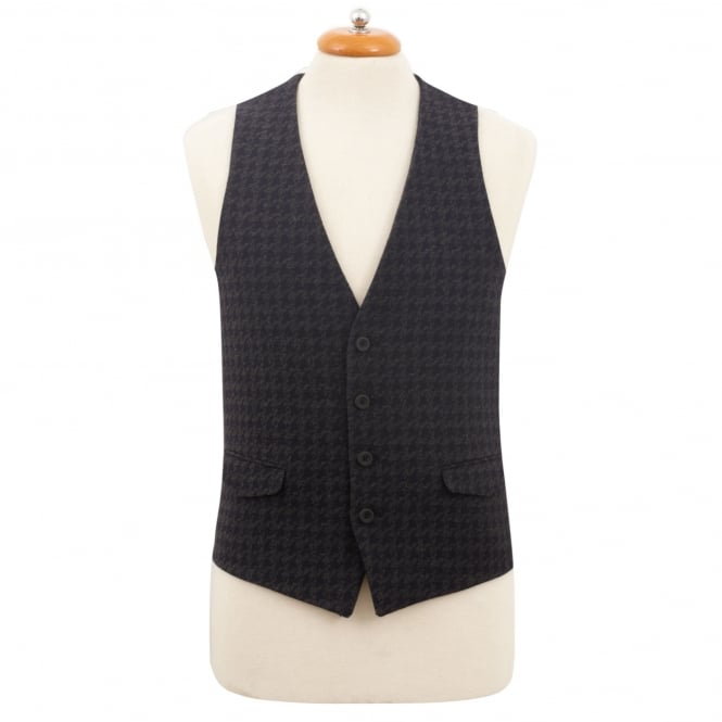 7 Square Suit's Vest With Pied de Coq Pattern Slim Fit