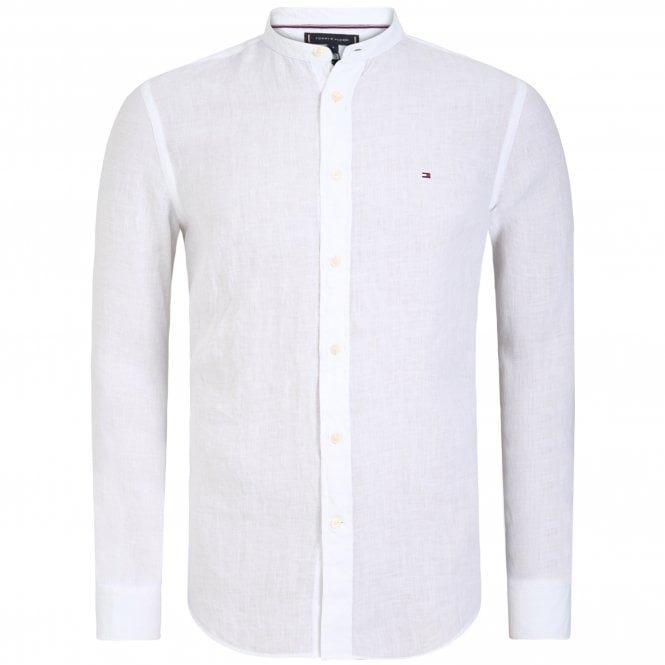 Tommy Hilfiger Linen Shirt Mao Collar Pigment Dye Regular Fit