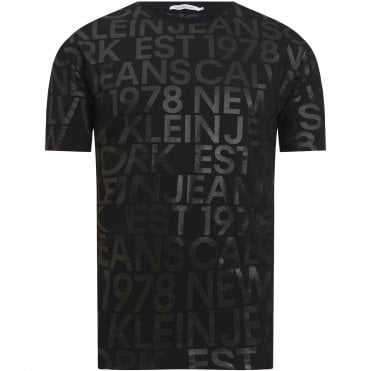 Calvin Klein T-Shirt Μπλούζα Logo Aop Άνετη Γραμμή