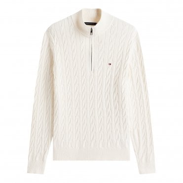 Tommy Hilfiger Πλεκτό Πουλόβερ Half Zip Cable Κανονική Γραμμή