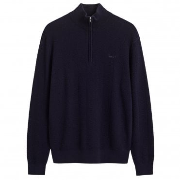 Gant Πλεκτό Πουλόβερ Half Zip Herringbone Κανονική Γραμμή