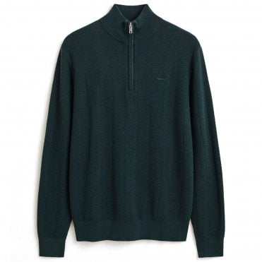 Gant Πλεκτό Πουλόβερ Half Zip Herringbone Κανονική Γραμμή